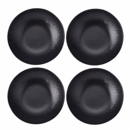Mikasa Jardin Midnight 4-Piece Black Stoneware Pasta Bowl Set, Diameter: 20 cm – 1