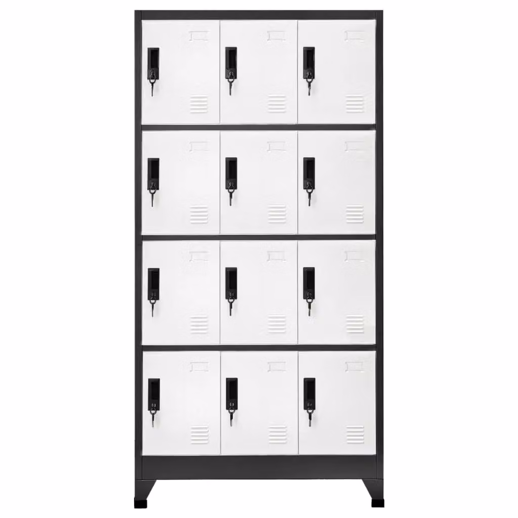 Berkfield Home Steel Locker Cabinet in Anthracite, White and Black, W/D/H: 90 x 45 x 180 cm – 2