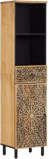 Berkfield Home Brown Solid Mango Wood Bathroom Cabinet, W/D/H: 38 x 33 x 160 cm