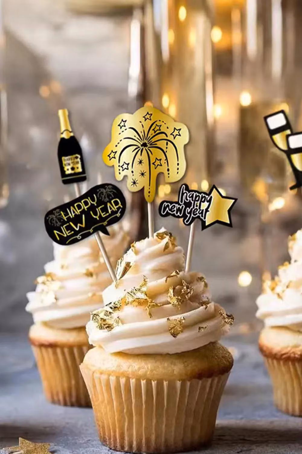Neel Blue 7 Pcs Cupcake Toppers and Gold Cocktail Sticks – 3