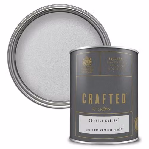 Crown Crafted Metallic Emulsion Paint for Walls and Wood, Silver, 1.25 l – 1