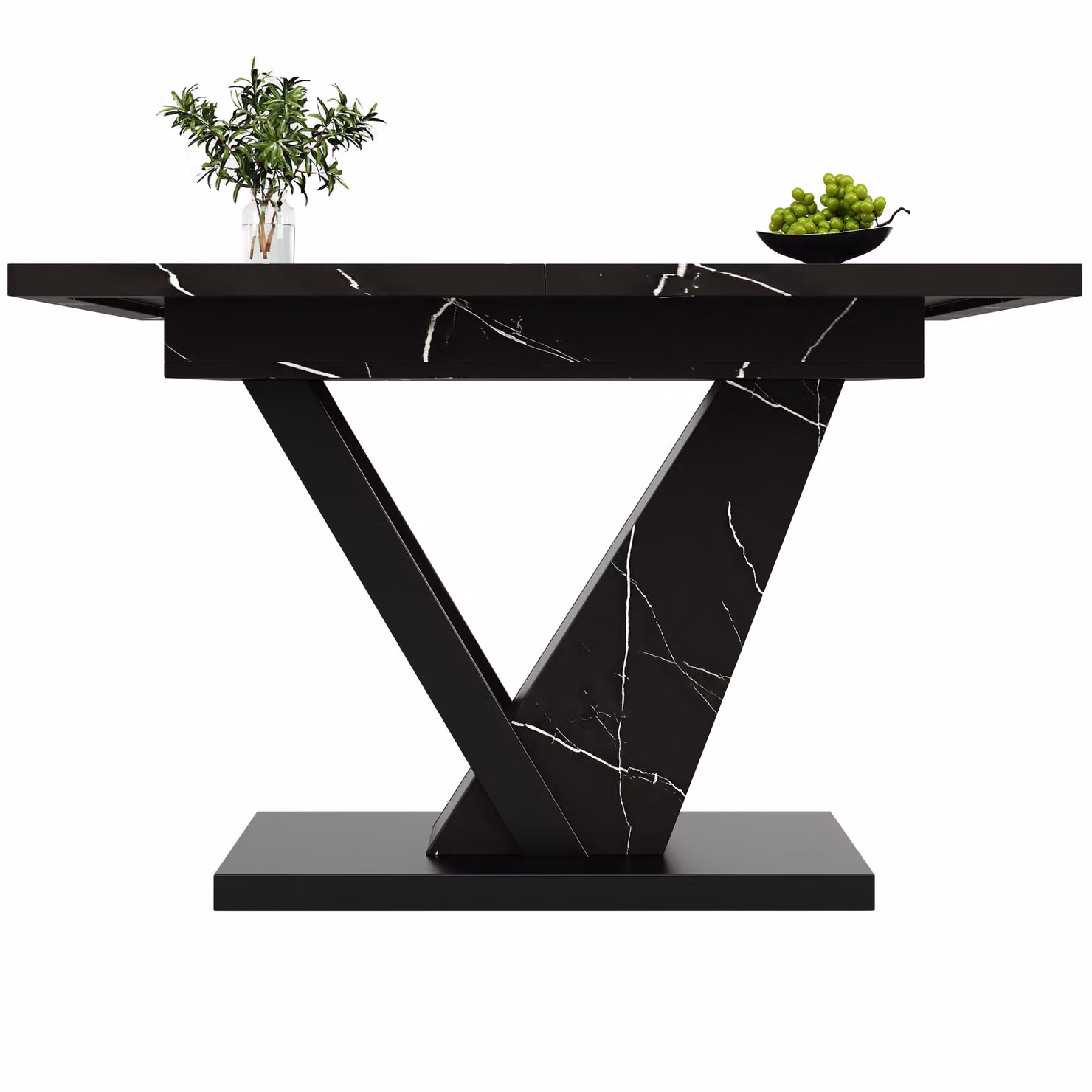Aosom UK Black Telescopic Extendable Dining Table for 4-6 People, W/D/H: 120 x 75 x 75.5 cm – 2