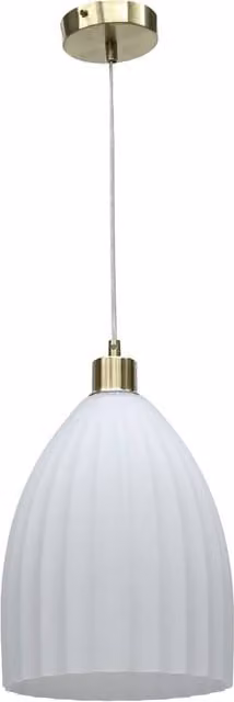 First Choice Lighting Hayes Pendant Light in Satin Brass and White Fluted Glass – 1