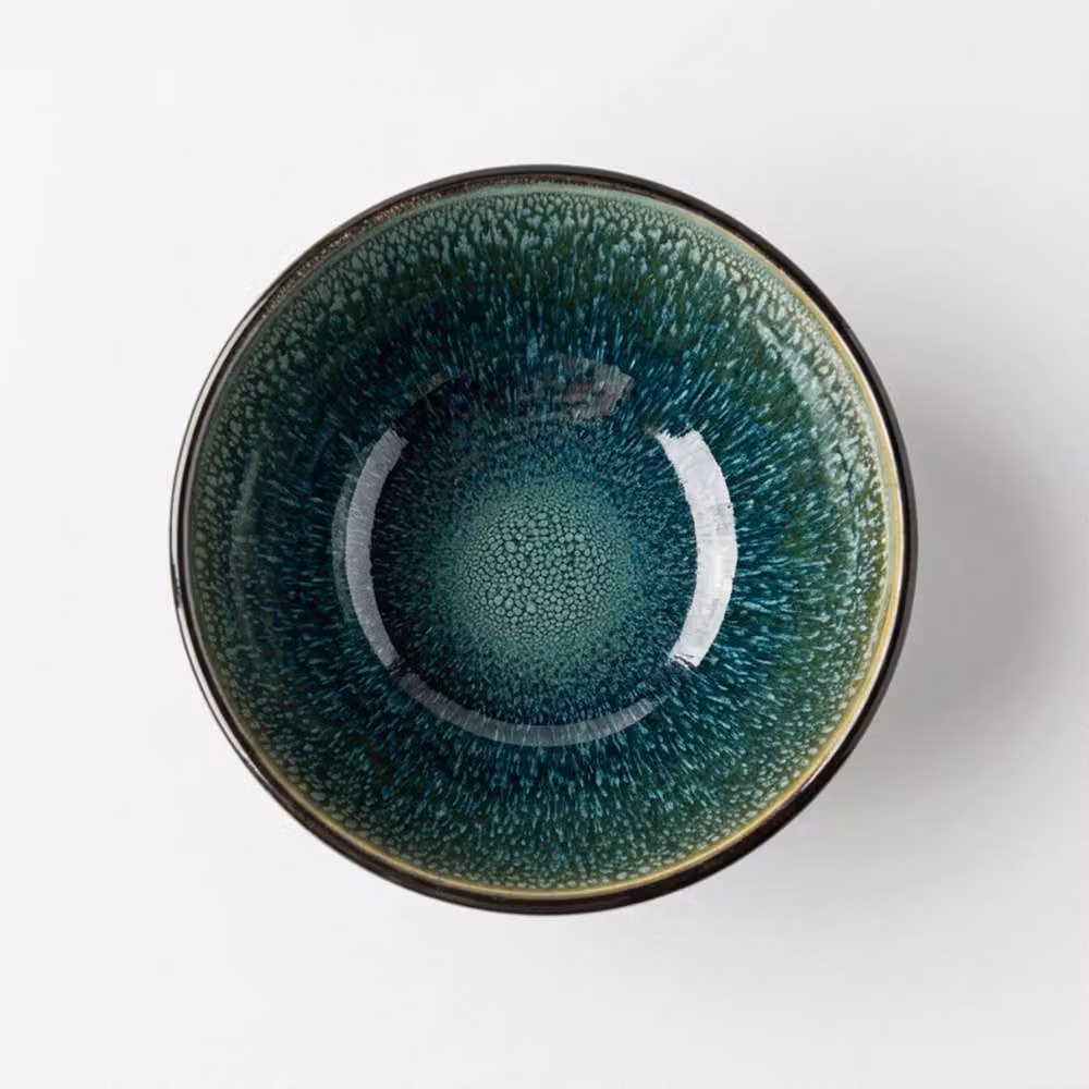 Scandi Home Set of 4 Rivah Green Stoneware Cereal Bowls, Diameter: 15 cm – 2
