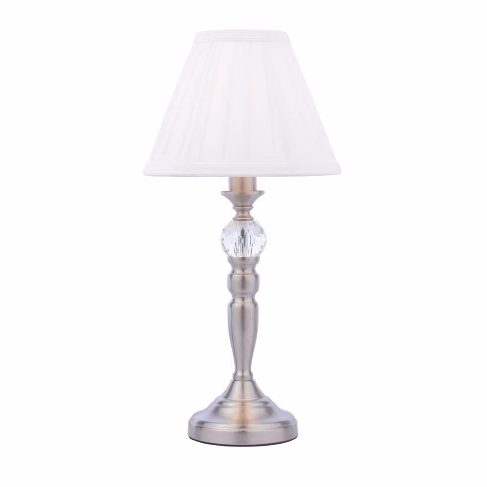 Pagazzi Edwina Touch Table Lamp in Silver and Chrome with White Fabric Shade – 2