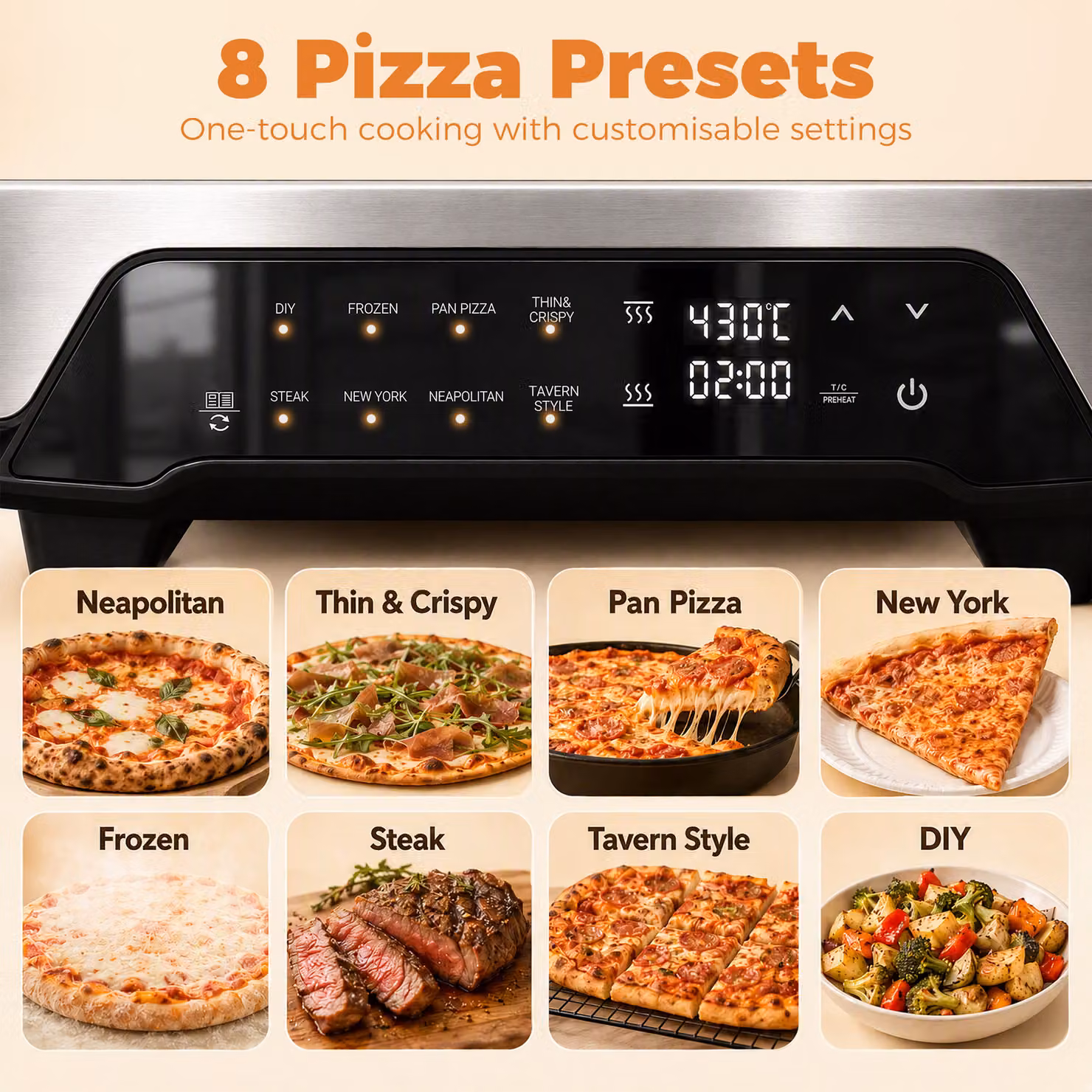 HOMCOM Electric Pizza Oven in Black with 2200W Power, Ceramic Stone, Digital Display and Timer – 5