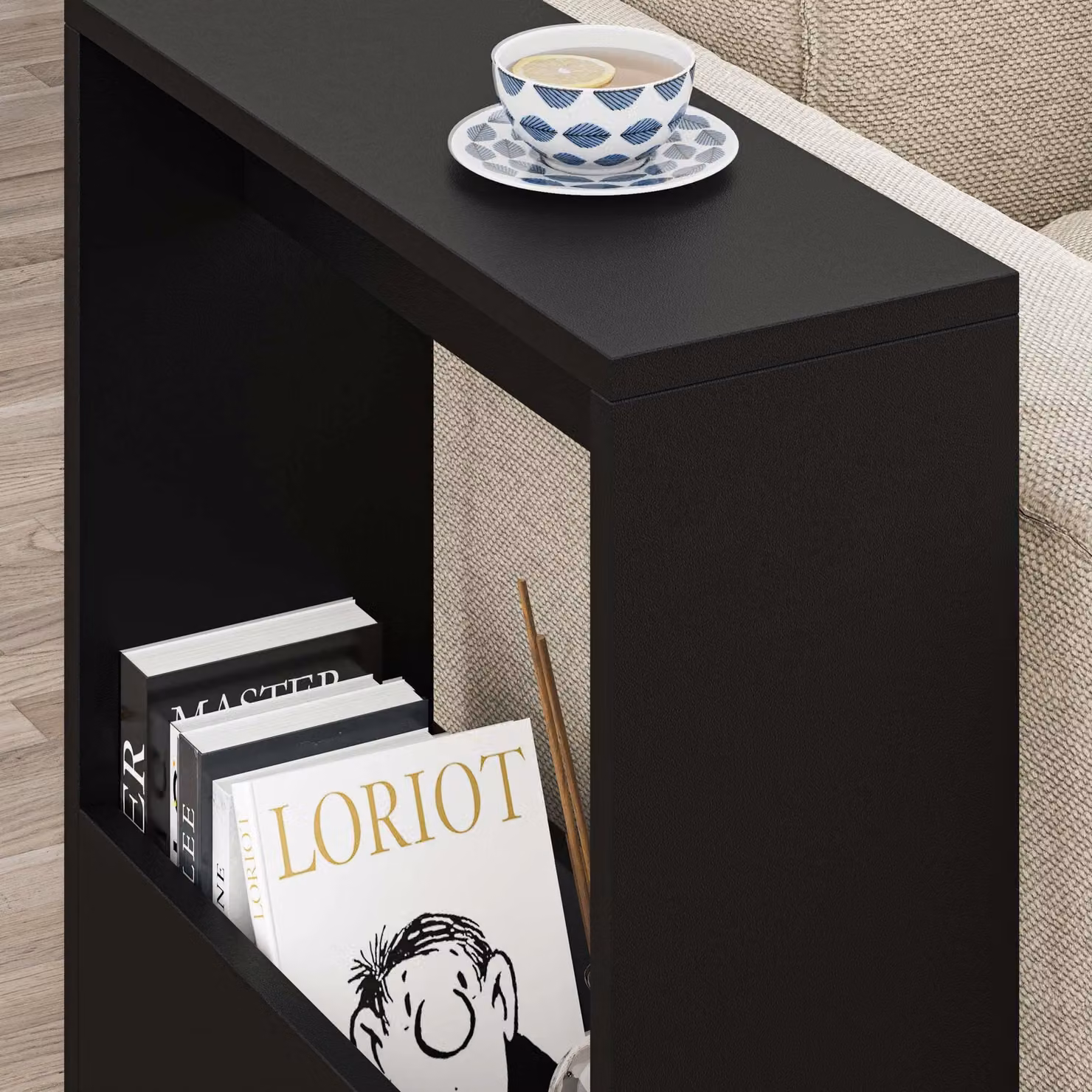 Decortie Simpi Modern 2-Tier Side Table in Black, W/D/H: 60 x 20 x 55 cm – 3