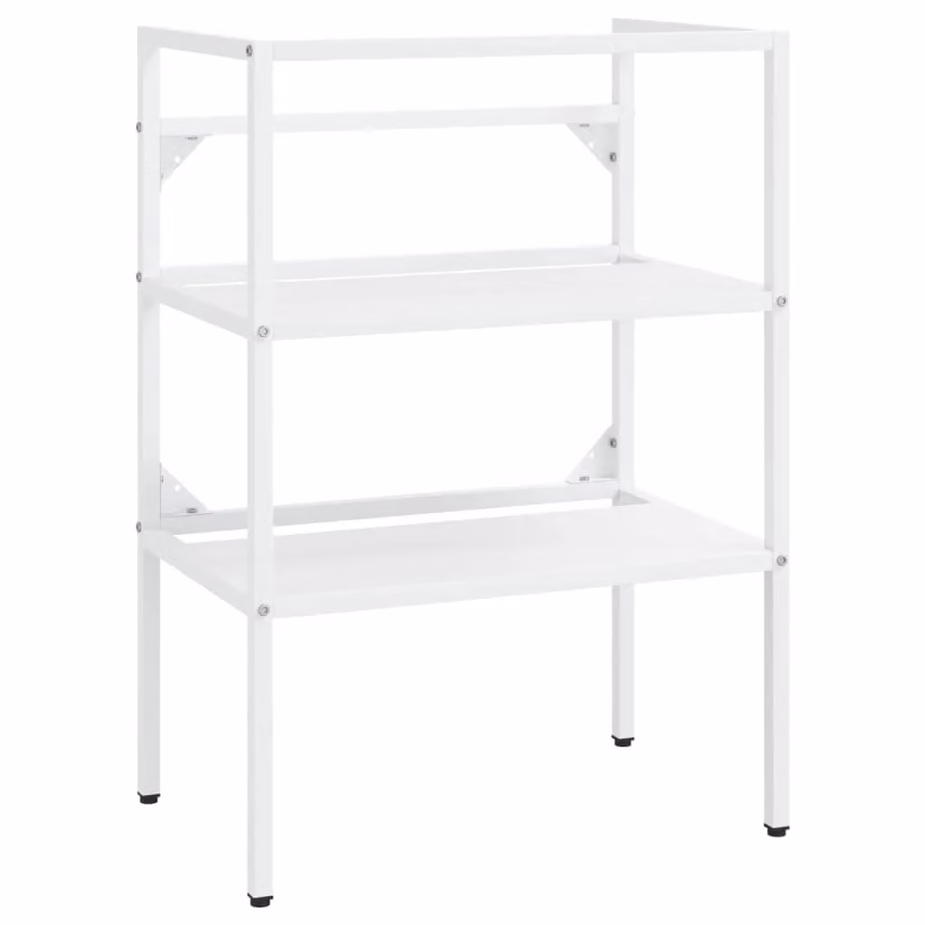 Berkfield Home White Metal Bathroom Washbasin Frame, W/D/H: 59 x 38 x 83 cm – 2