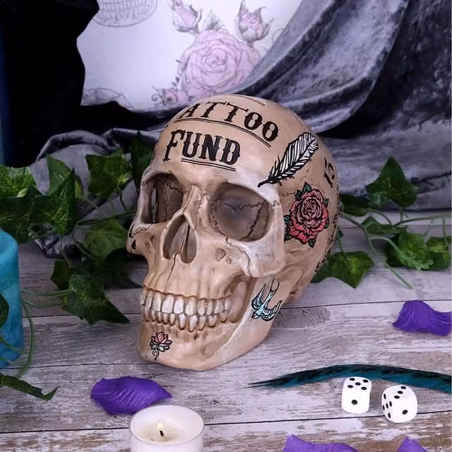 Nemesis Now Tribal Tattoo Fund Skull in Beige, Height: 16 cm