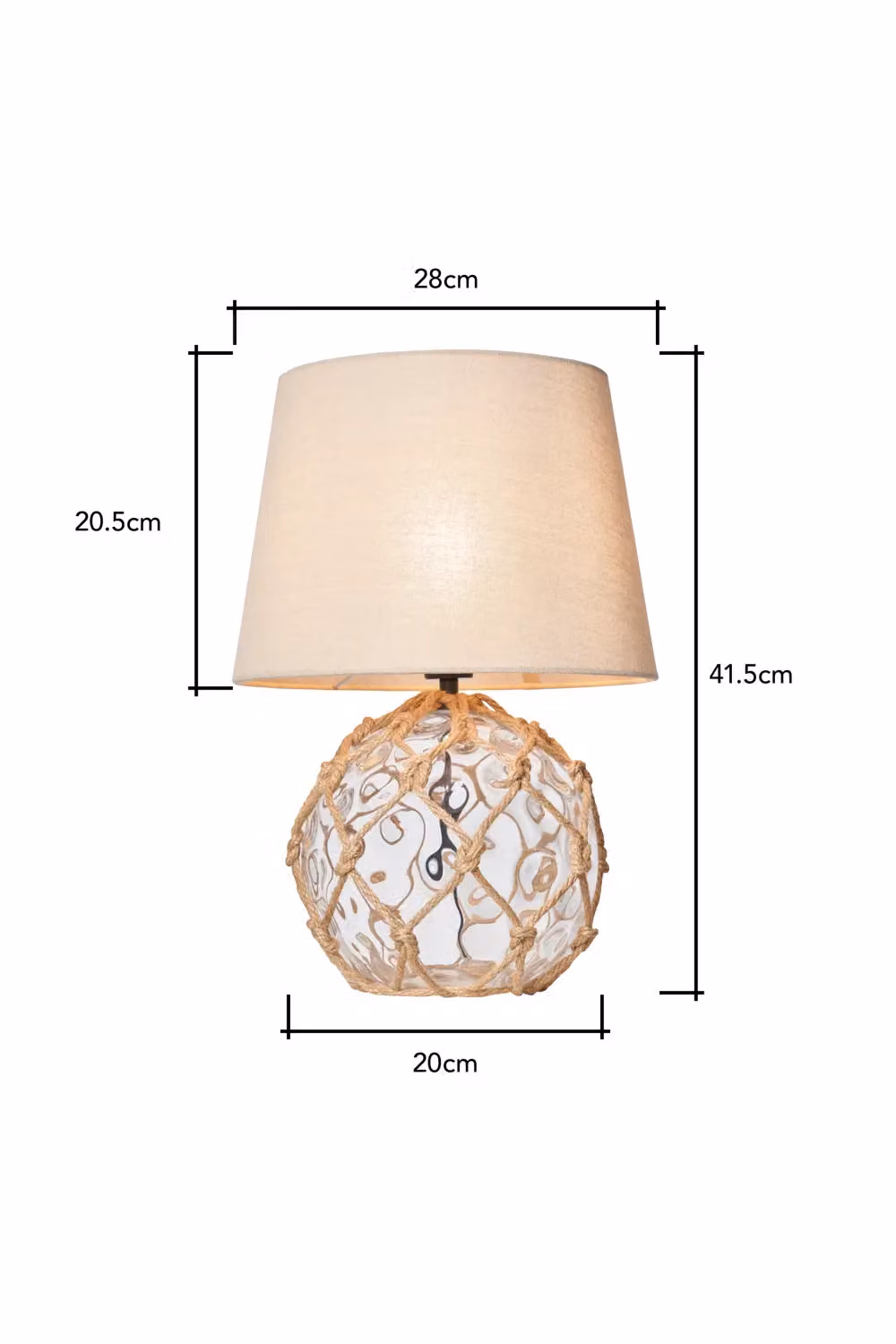 BHS Lighting Lucy Rope Table Lamp in Transparent Glass and Beige Fabric – 2