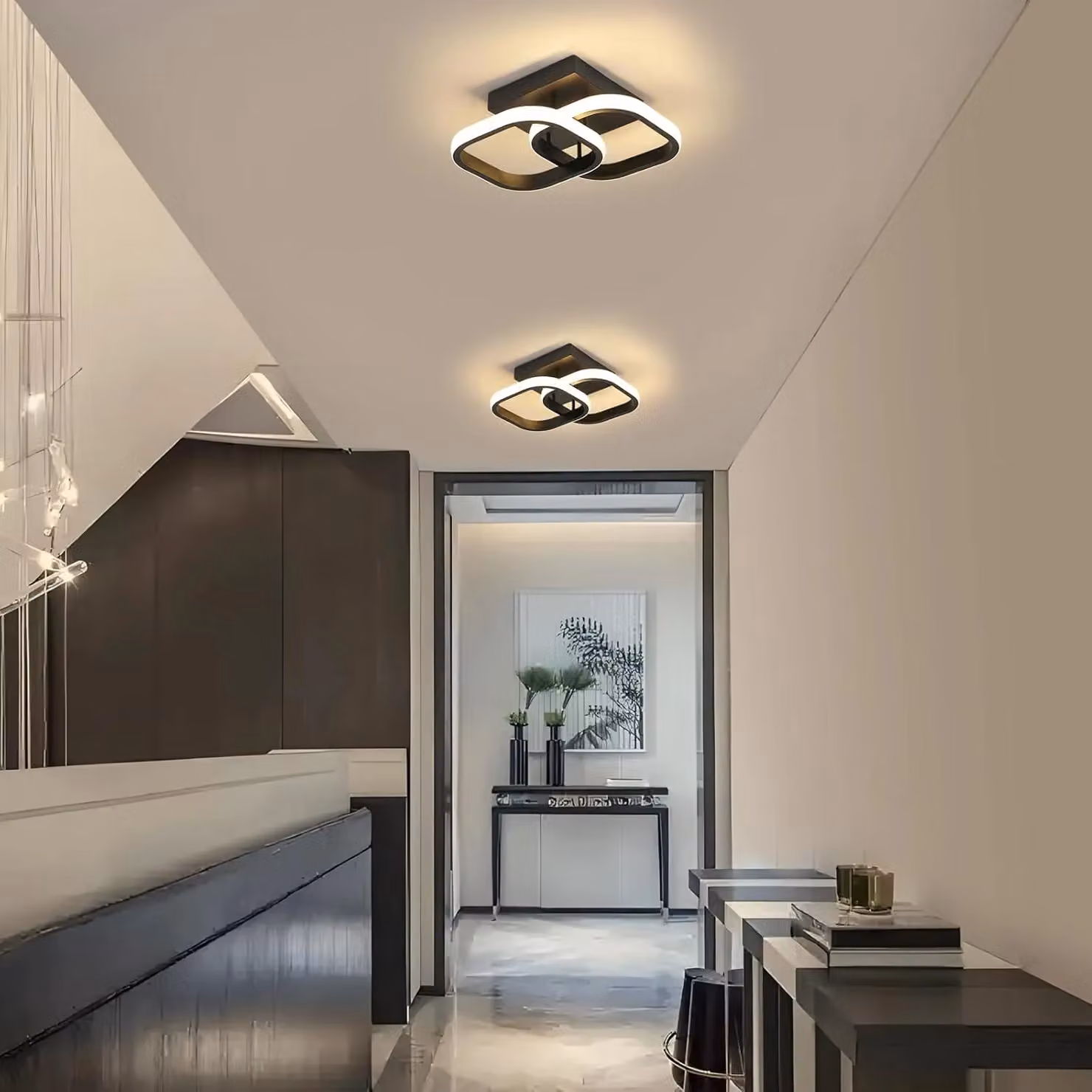 COMELY Modern Square LED Ceiling Light, 22W, Warm White 3000K, Black – 3