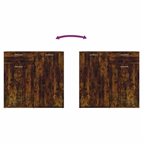 vidaXL Smoked Oak Sideboard in Brown, W/D/H: 80 x 36 x 75 cm – 5