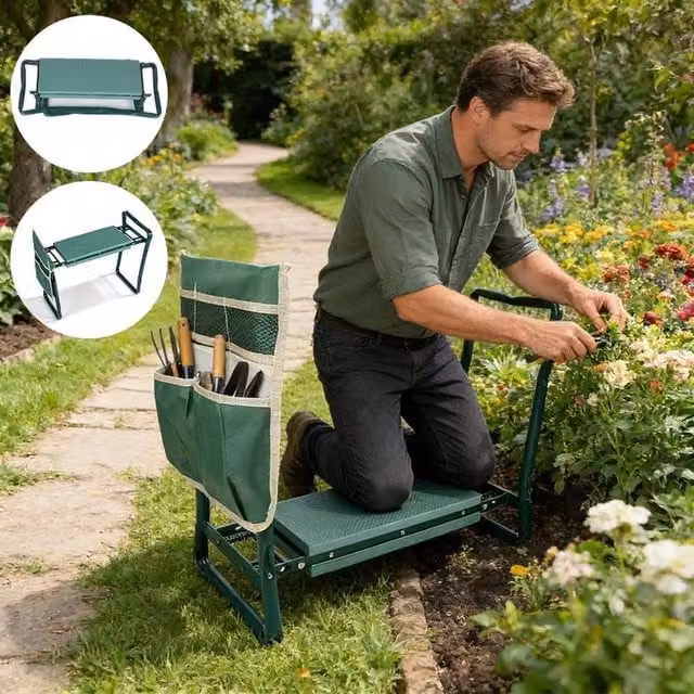 FLAVORA 2-in-1 Folding Garden Kneeler and Padded Seat in Green – 1