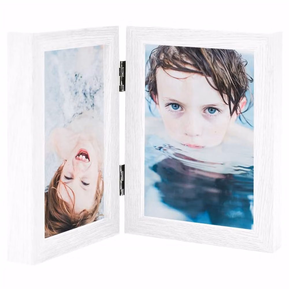 Berkfield Home Modern Bifold Photo Frame Collage in White, W/H: 13 x 18 cm, Pack of 2 – 2