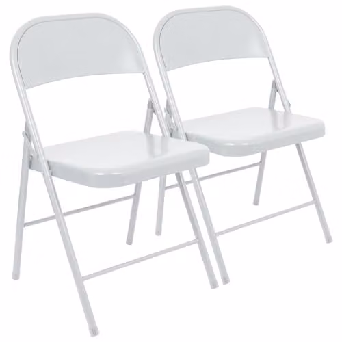 Harbour Housewares White Matte Metal Folding Chairs, Pack of 2