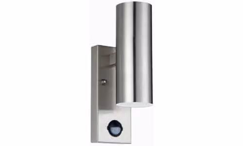 Luceco Stainless Steel Exterior Up or Down Wall Light with PIR Motion Sensor, Grey/Silver, IP44 – 1