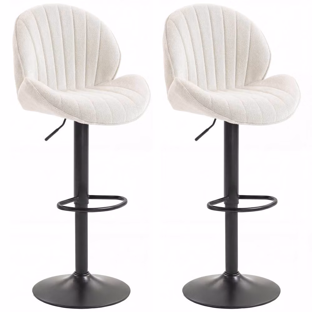 STILVORA Modern Adjustable Height Swivel Bar Stools in Cream – 2