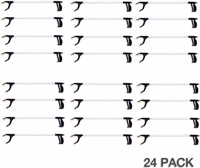 SPETLEK 24 Pack Black Litter Pickup Grabbing Tool with Magnetic Pick-Up Tip, 76.2 cm