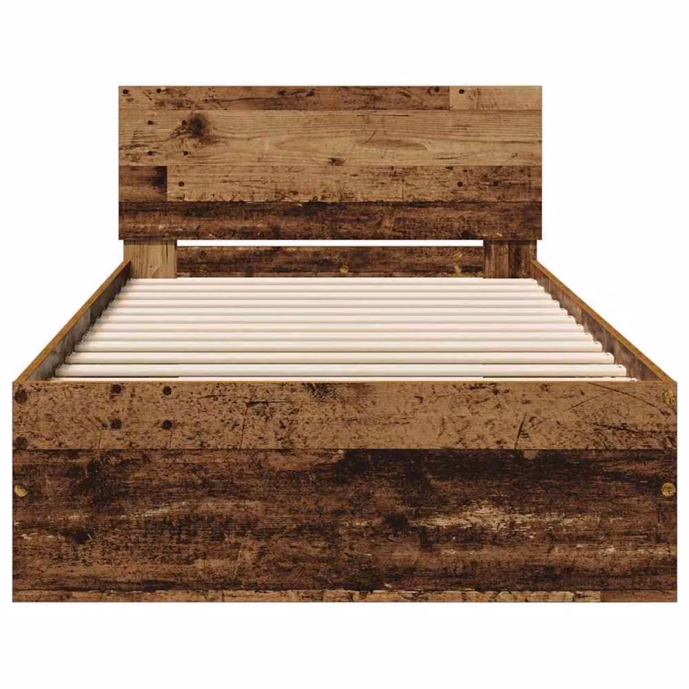 Berkfield Home Traditional Solid Wood Bed Frame with Headboard in Brown, W/D/H: 90 x 200 x 228.6 cm – 4