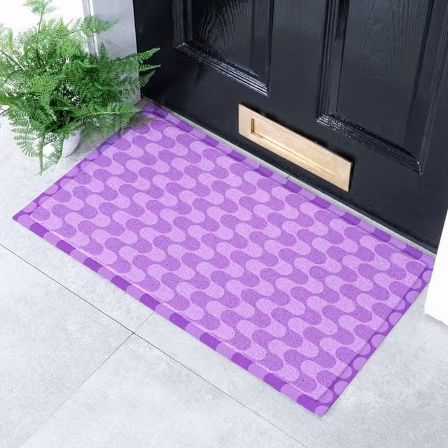 Artsy Mats Purple Wavy Lines Indoor and Outdoor Doormat, W/D: 70 x 40 cm – 1
