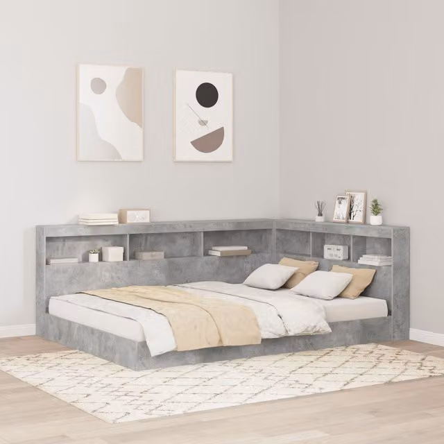 Berkfield Home Storage Headboard with Integrated Shelf in Concrete Grey, 150 cm