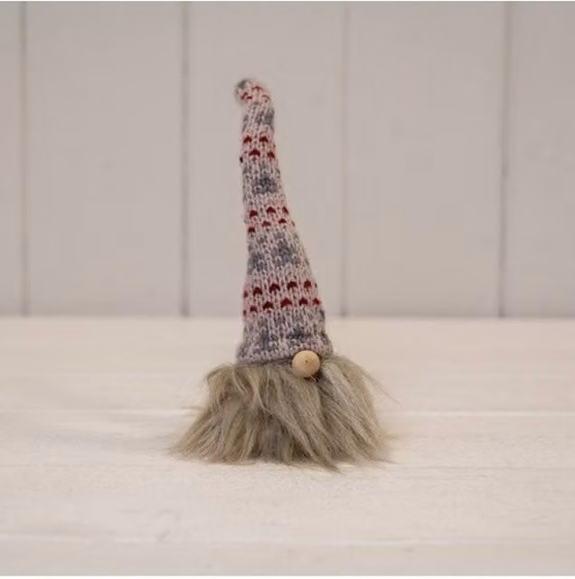 KDMD Fabric Wonky Gonk Christmas Tabletop Decoration in White, Grey and Red
