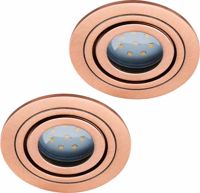 Litecraft 2 Pack of Adjustable Circular Recessed IP65 Downlights in Copper