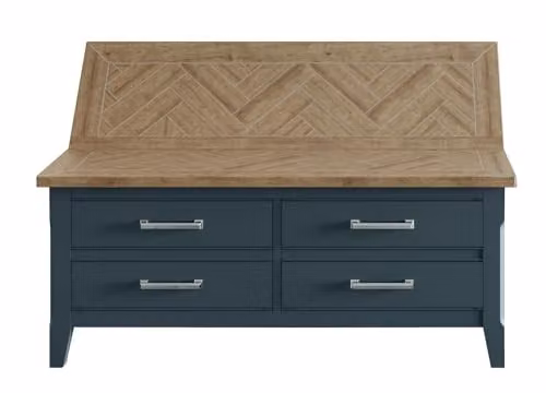 Baumhaus Signature Blue Rectangular Coffee Table with Drawers and Hidden Storage Trunk, W: 109.9 cm, D: 65 cm, H: 46 cm – 1