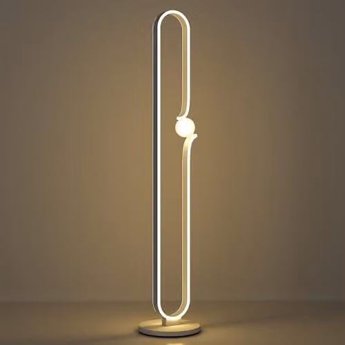HOMCOM Dimmable LED Floor Lamp with Glass Sphere Night Light and Foot Switch, White