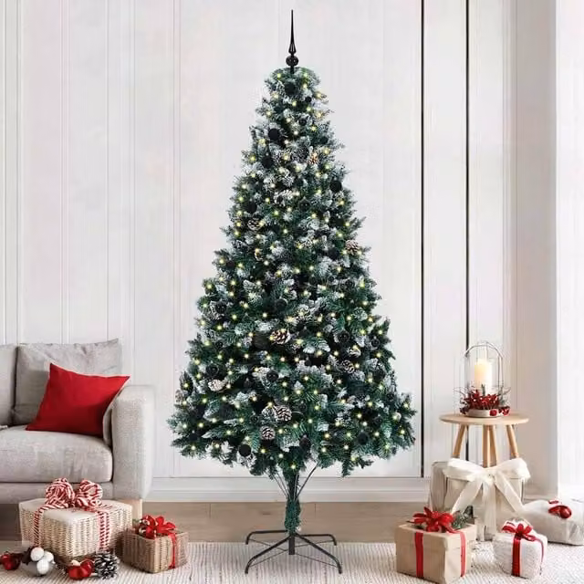 Berkfield Home Artificial Christmas Tree with 300 LEDs and Stand, Green, Height: 240 cm