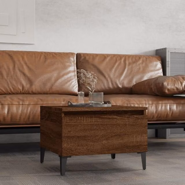 Berkfield Home Brown Oak Side Table W: 50 cm, D: 46 cm, H: 35 cm