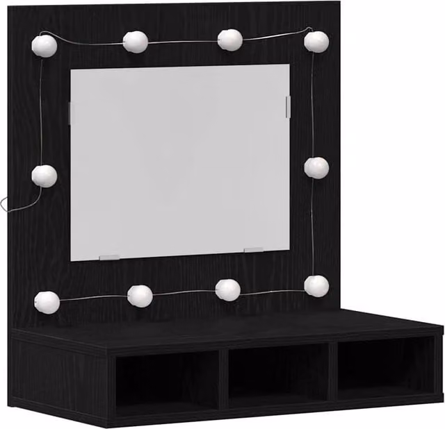 Berkfield Home Black Oak Wood Bathroom Vanity Unit with Medium Mirror
