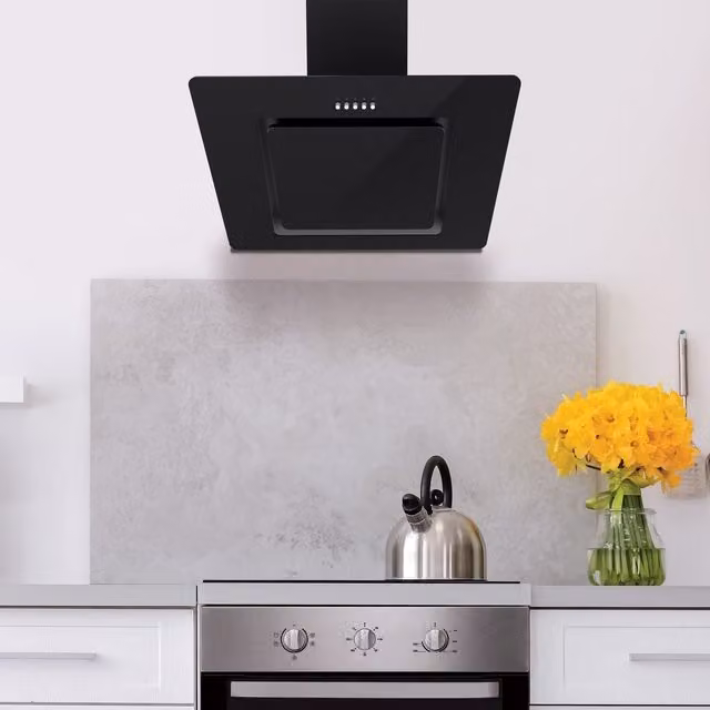 Statesman Angled Chimney Cooker Hood in Black, W/D/H: 60 x 60 x 65 cm