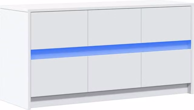Berkfield Home Modern White Glossy LED TV Cabinet in Engineered Wood, W/D/H: 100 x 34 x 50 cm – 1