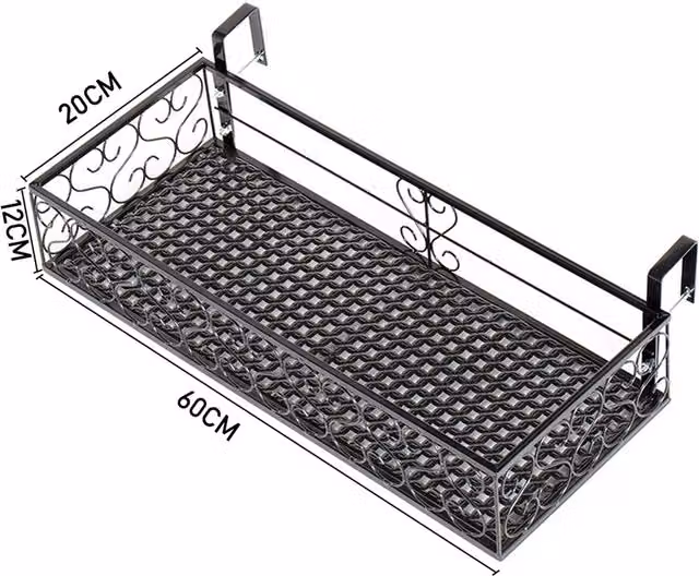 Livingandhome Black Hanging Railing Planter Window Box, W: 60 cm