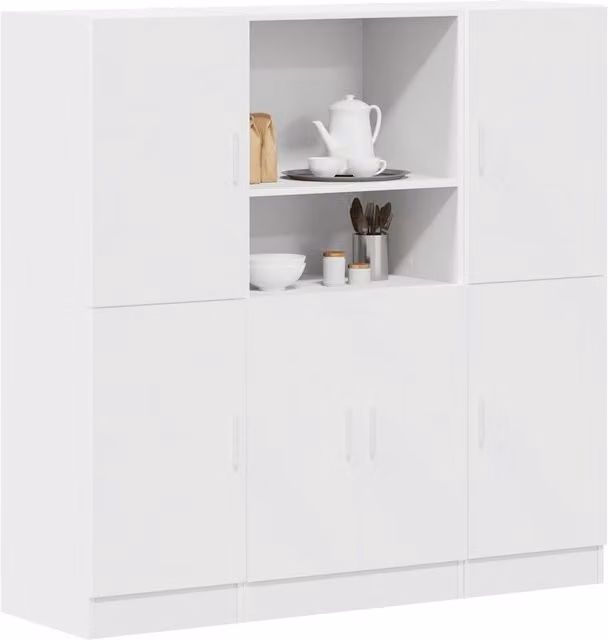 Berkfield Home 3 Piece White Matt Engineered Wood Kitchen Cabinet Set