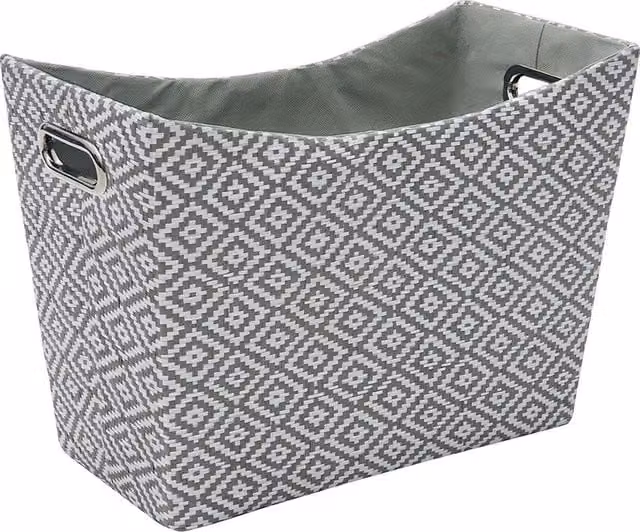 JVL Argyle Rectangular Paper Tapered Storage Basket in Grey with Handles