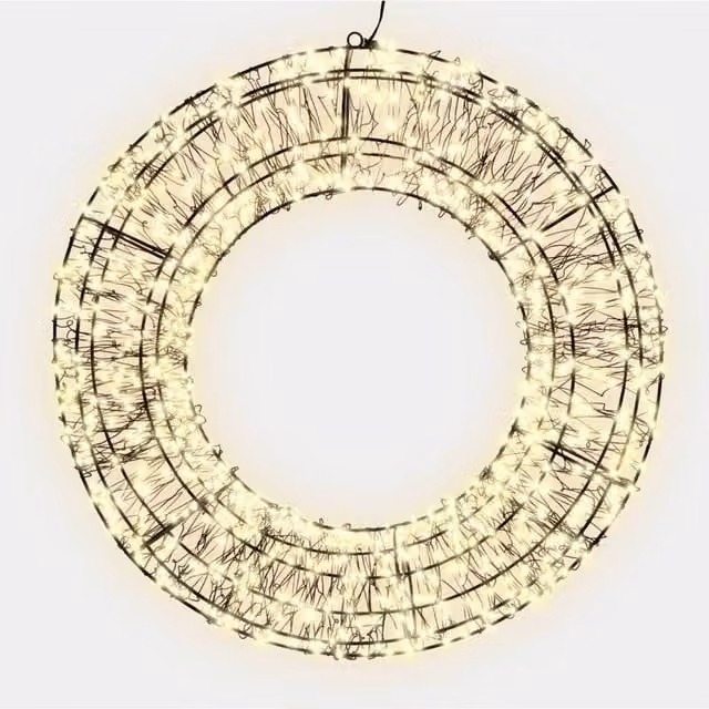 Pegdev Christmas Pre-Lit Wreath with 480 Warm White Micro LEDs and 10% Twinkling Effect, Diameter: 38 cm