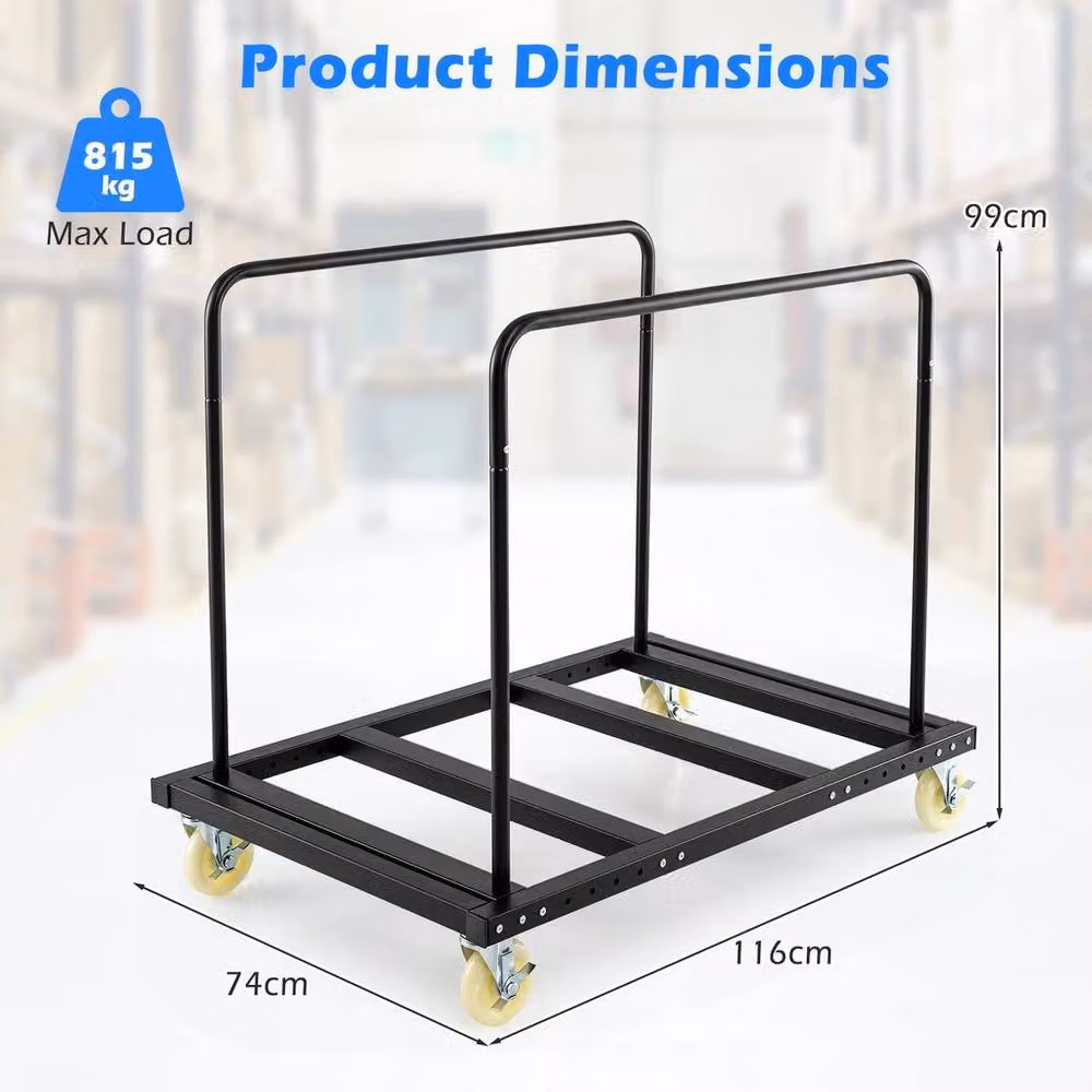SPETLEK Black Metal Rolling Drywall Panel Cart Table Dolly with 815 kg Capacity, W: 50 cm – 2