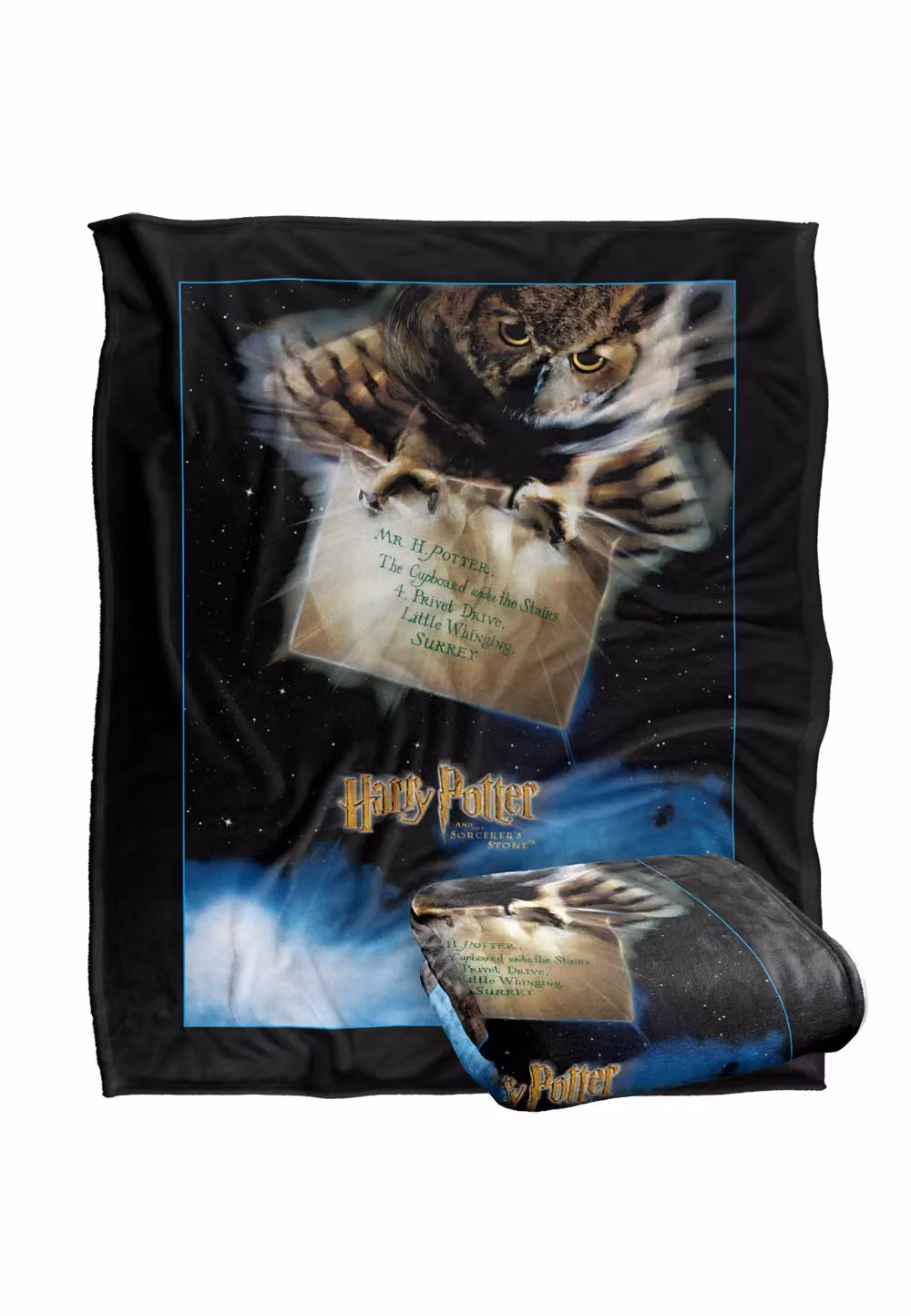 Harry Potter Owl Poster Officially Licensed Super Soft Fluffy Throw Blanket, White and Multicolour, W: 152 cm, D: 127 cm – 2