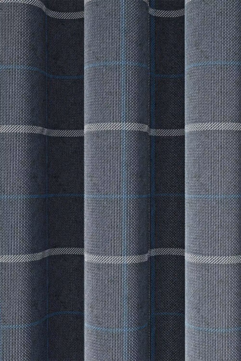 Helena Springfield Harper Checked Eyelet Curtains in Blue, Silver and Anthracite, Width: 167 cm, Drop: 183 cm – 3