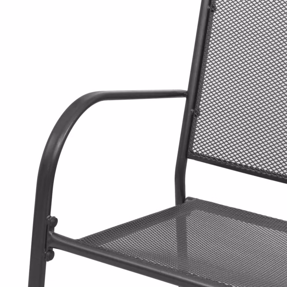 Berkfield Home Garden Bench in Anthracite Black Steel and Mesh, Width: 108 cm – 2