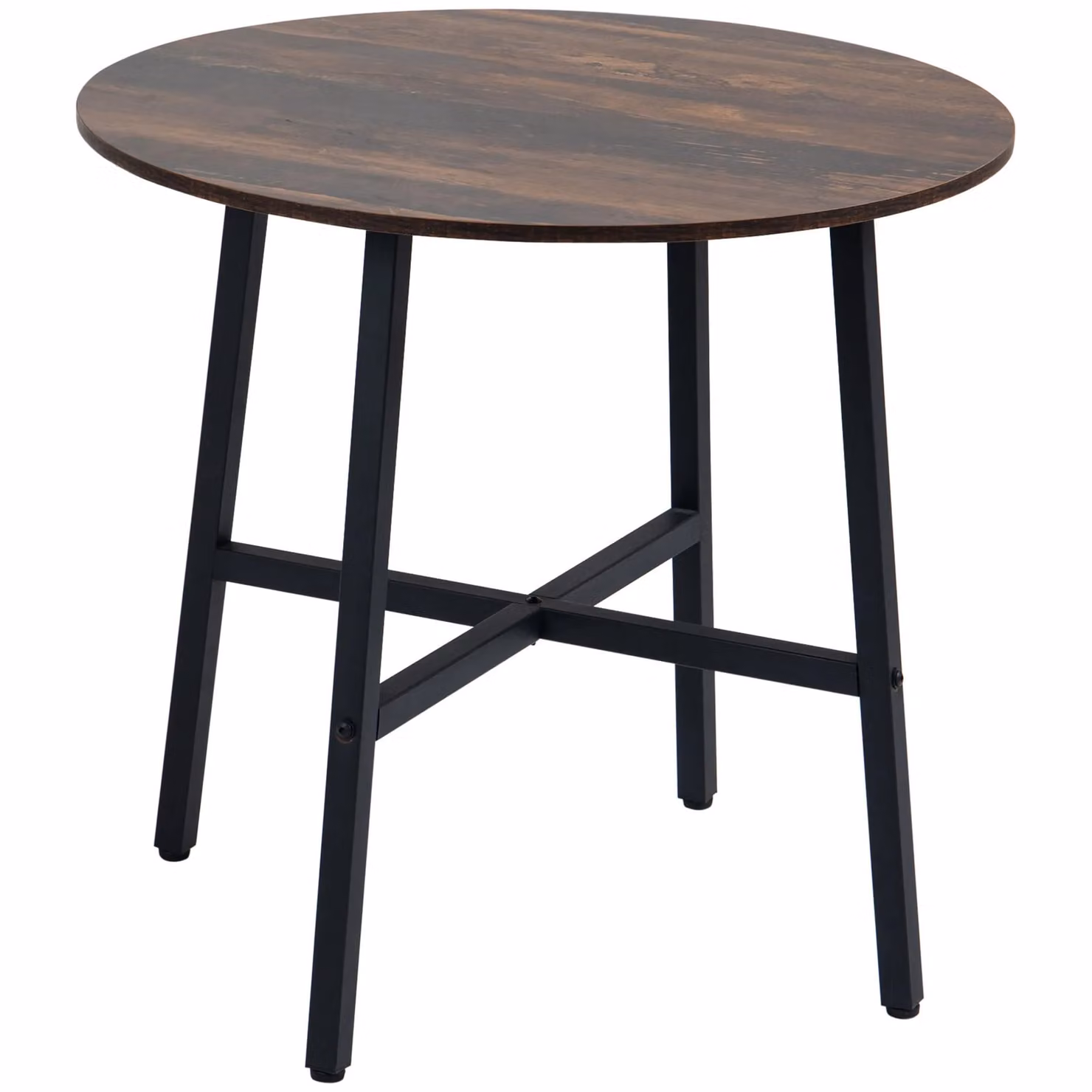 HOMCOM Industrial Style Round Dining Table for 4 People, Rustic Brown and Black, Diameter: 80 cm – 6