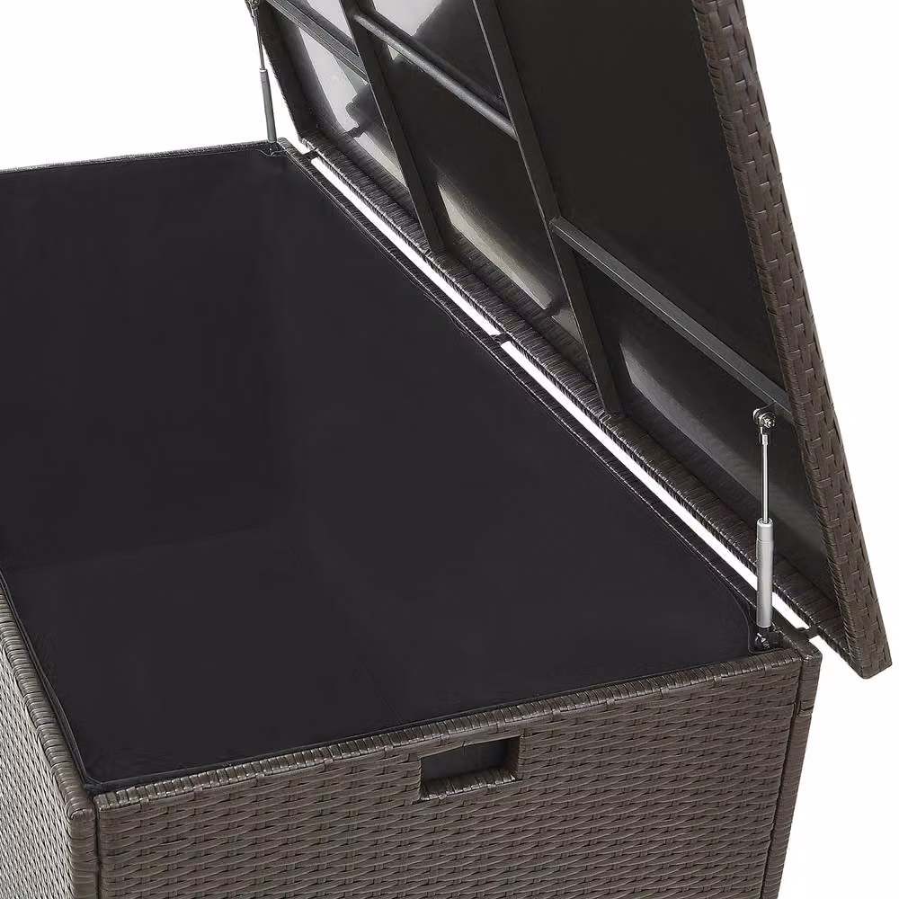 Wyld Haus Brown Faux Rattan and Metal Outdoor Storage Box for Garden or Terrace – 5