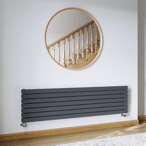 UK Radiators Typhoon Axis Anthracite Horizontal Designer Double Panel Steel Radiator W: 180 cm, H: 47.6 cm – 3