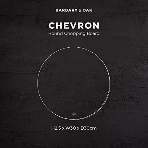 Barbary & Oak BO847023 Chevron Round Acacia Wood Chopping Board, Brown, Diameter: 30 cm – 5