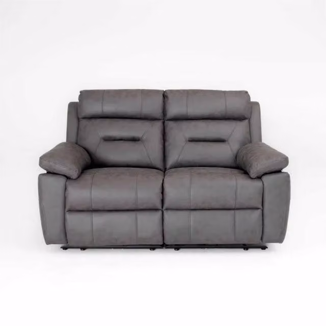 Furnishings For Less UK Lucy Electric Reclining 2 Seater Fabric Sofa in Ink Grey with USB Charging