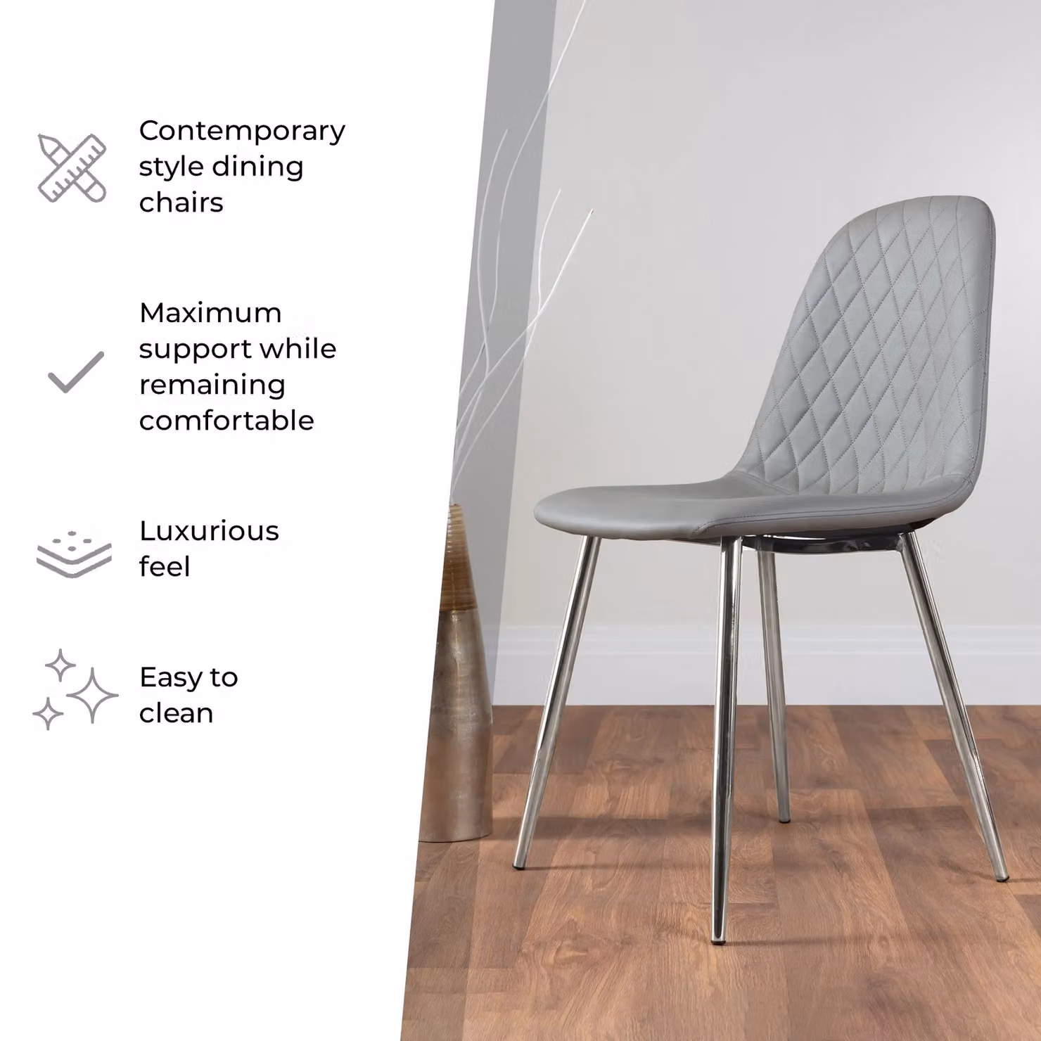 FurnitureboxUK Set of 2 Corona Faux Leather Dining Chairs with Black Legs in Beige – 3