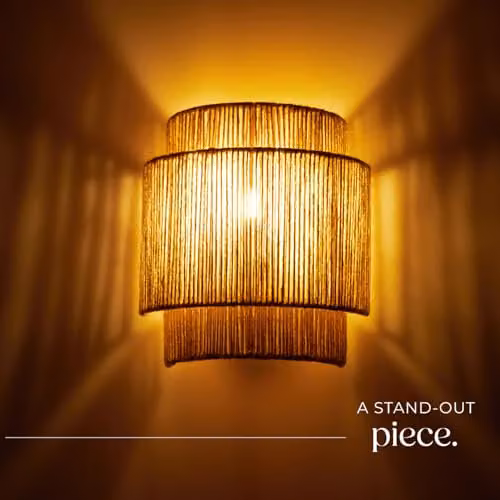 tectake Boho Style Wall Lamp with 3-Tier Jute Lampshade and Metal Frame, Beige and Brown, W/D/H: 23 x 12 x 25.5 cm – 5