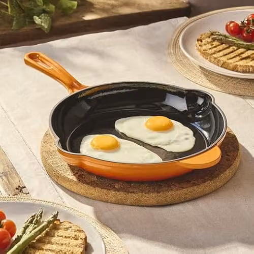 Cooks Professional Orange Enamelled Cast Iron Frying Pan, 26cm – 2
